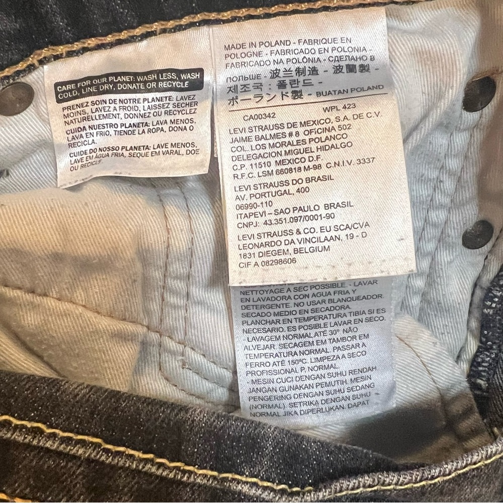 Levi's Black Straight Jeans Classic Fit W36 L32 - Picture 7 of 9